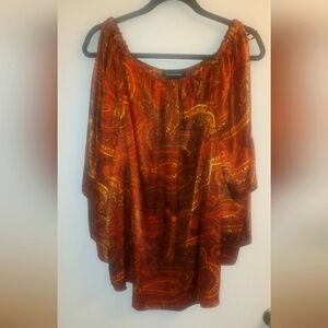 Ashley Stewart paisley cold shoulder blouse, sz 14/16